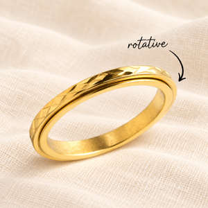Bague yaxa or rotative sur lin crème