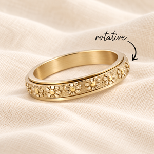 Bague floria or rotative sur lin crème