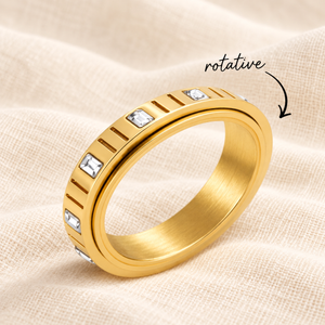 Bague linea or rotative sur lin crème
