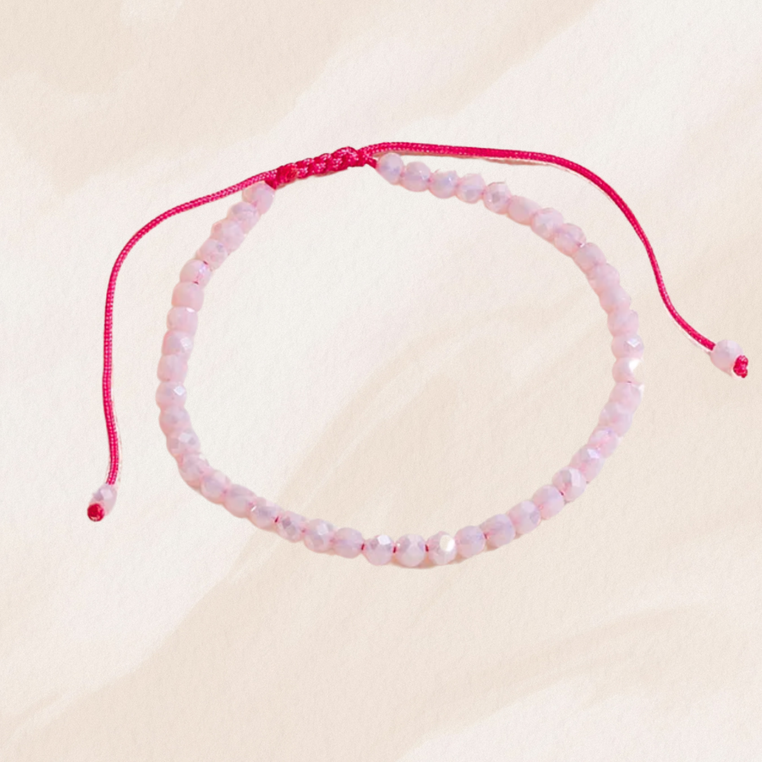 Bracelet ajustable à billes rose