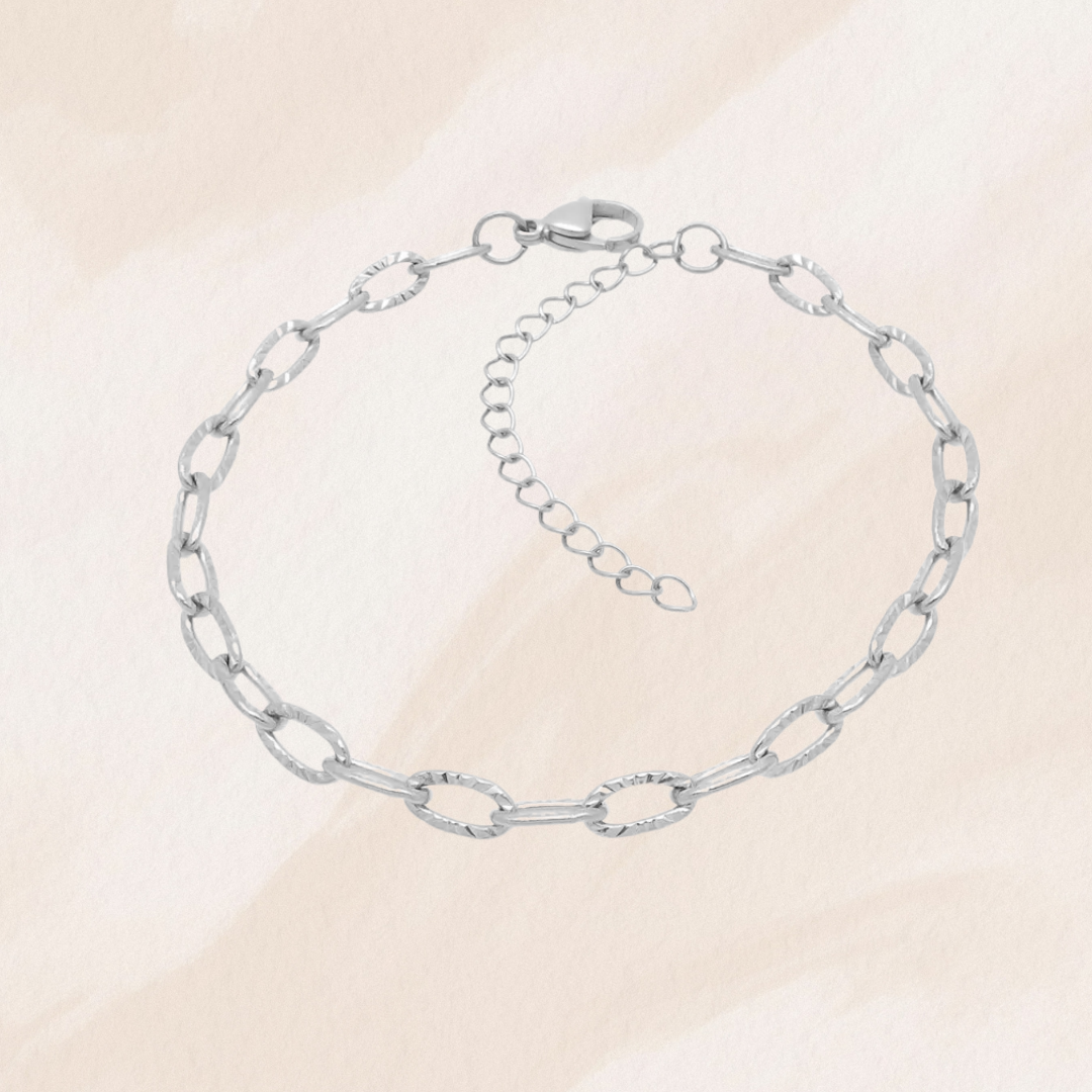Bracelet maille martelée argent