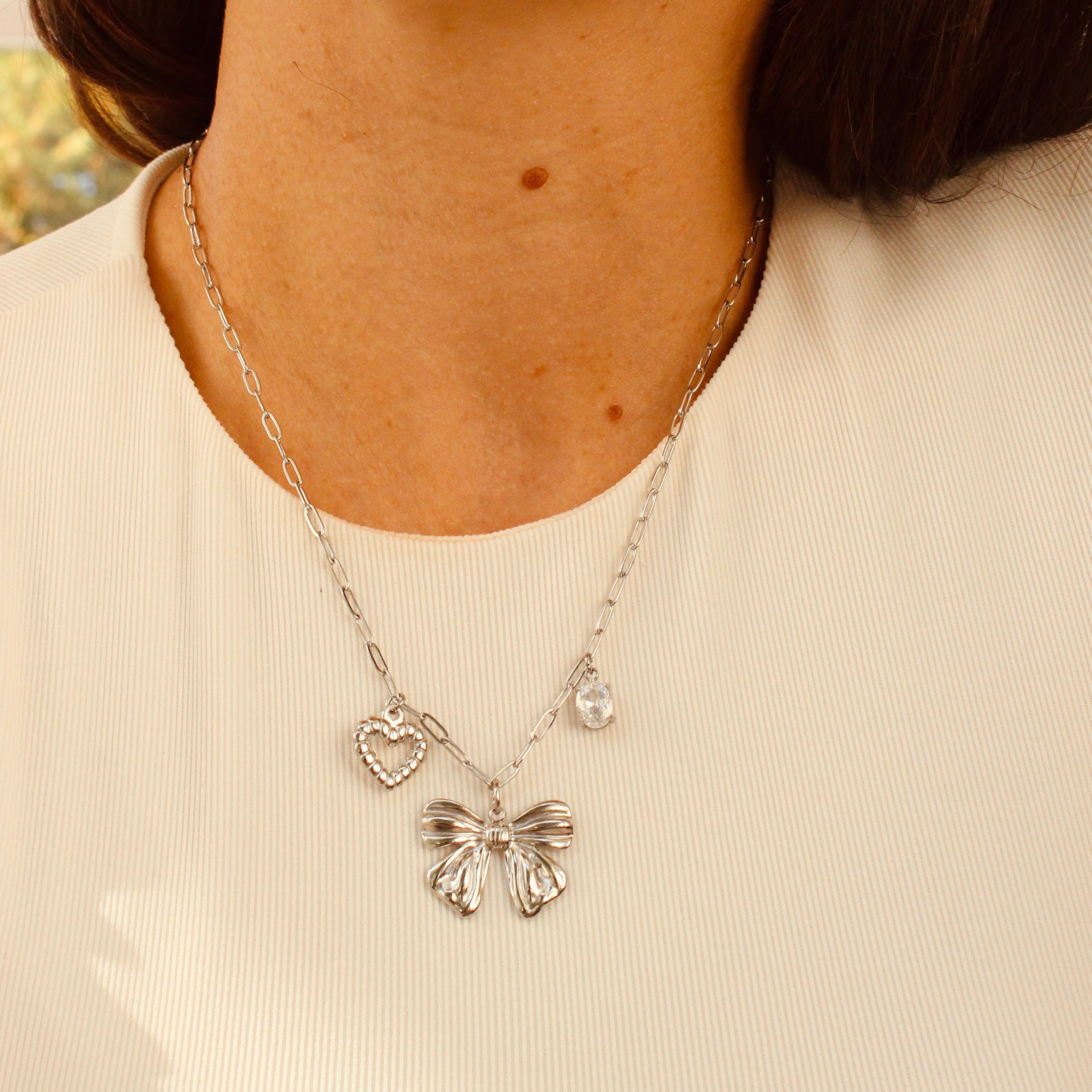 Collier paperclip argent