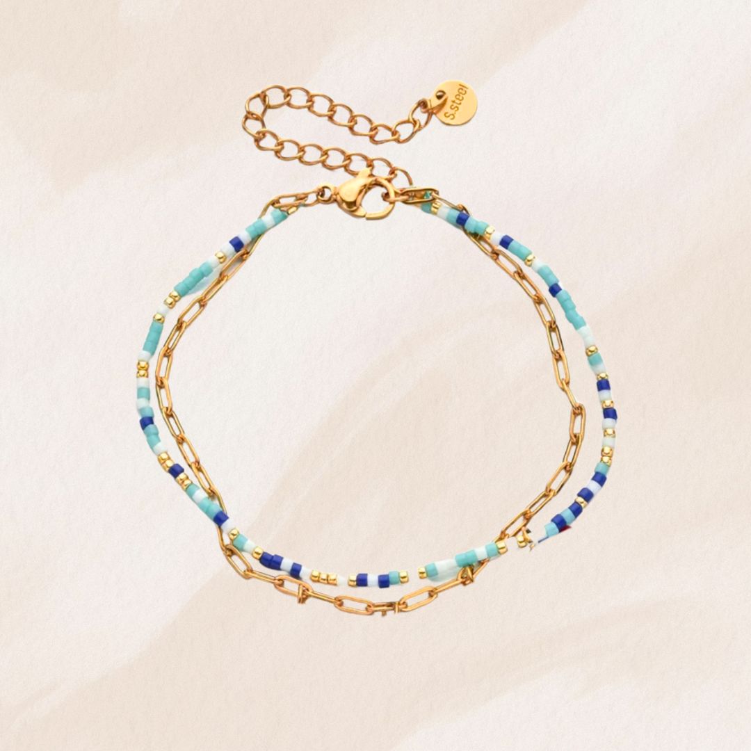 Bracelet double bleu