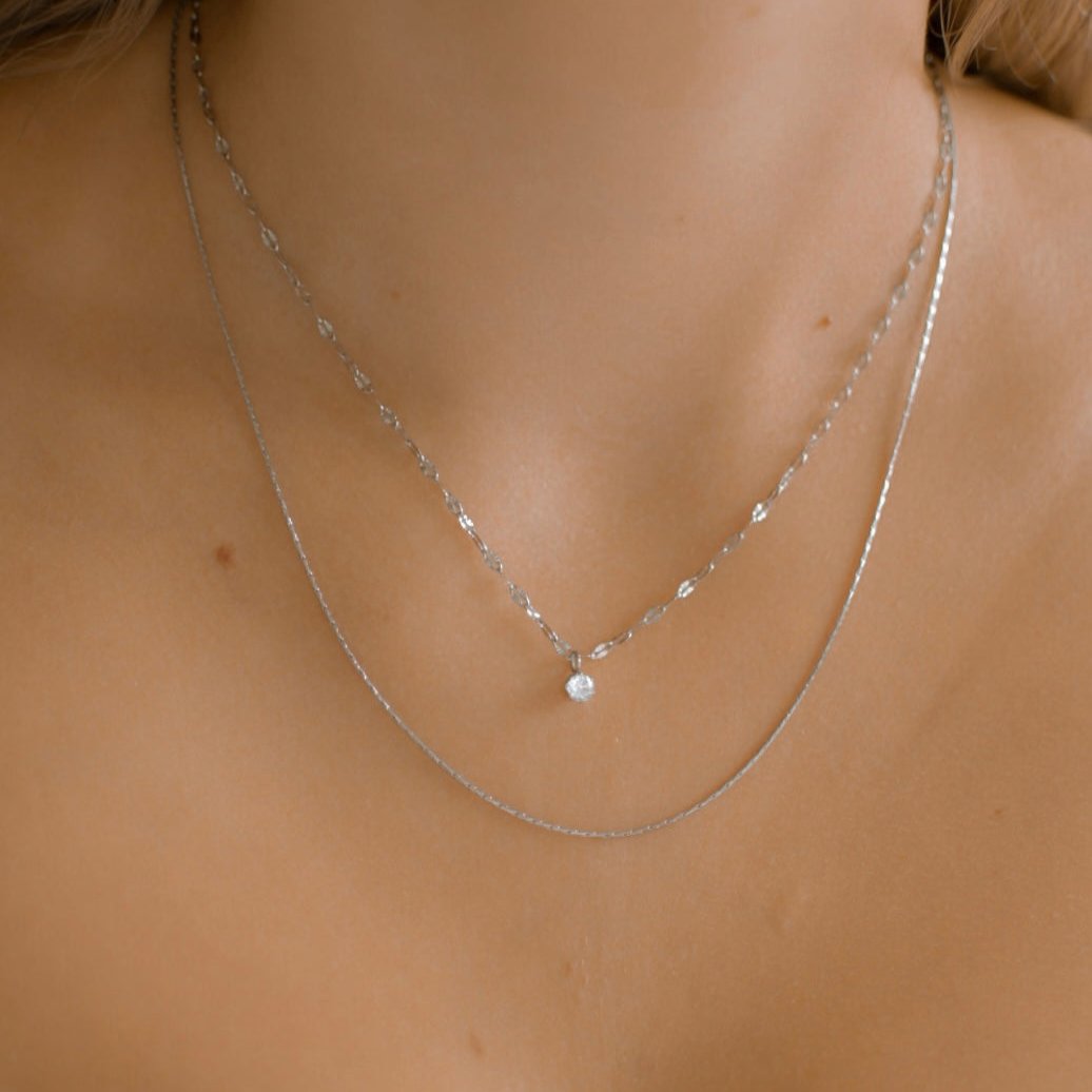 collier double argent zircon-Fay