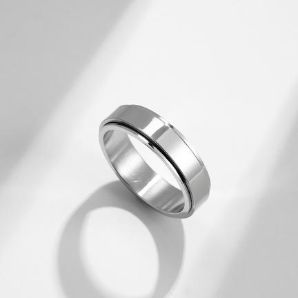 Bague de méditation Sérénité en acier inoxydable argent par créatival