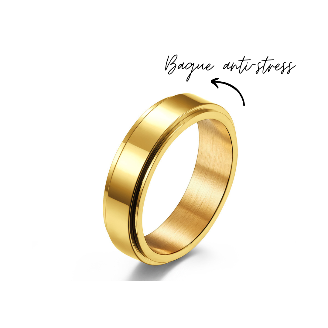 Bague de méditation Sérénité en acier inoxydable or par créatival