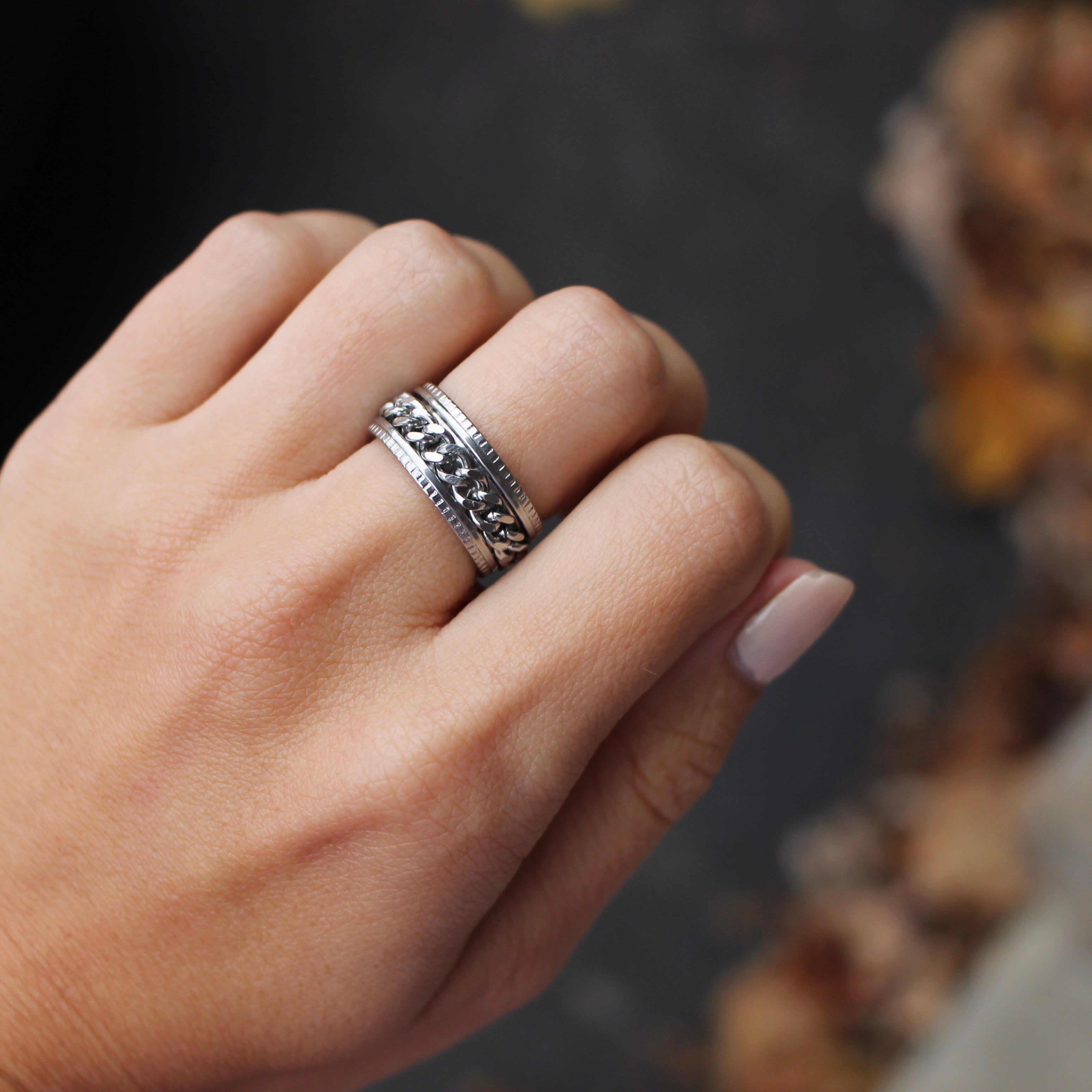 Bague de méditation Spirit en acier inoxydable argent par créatival