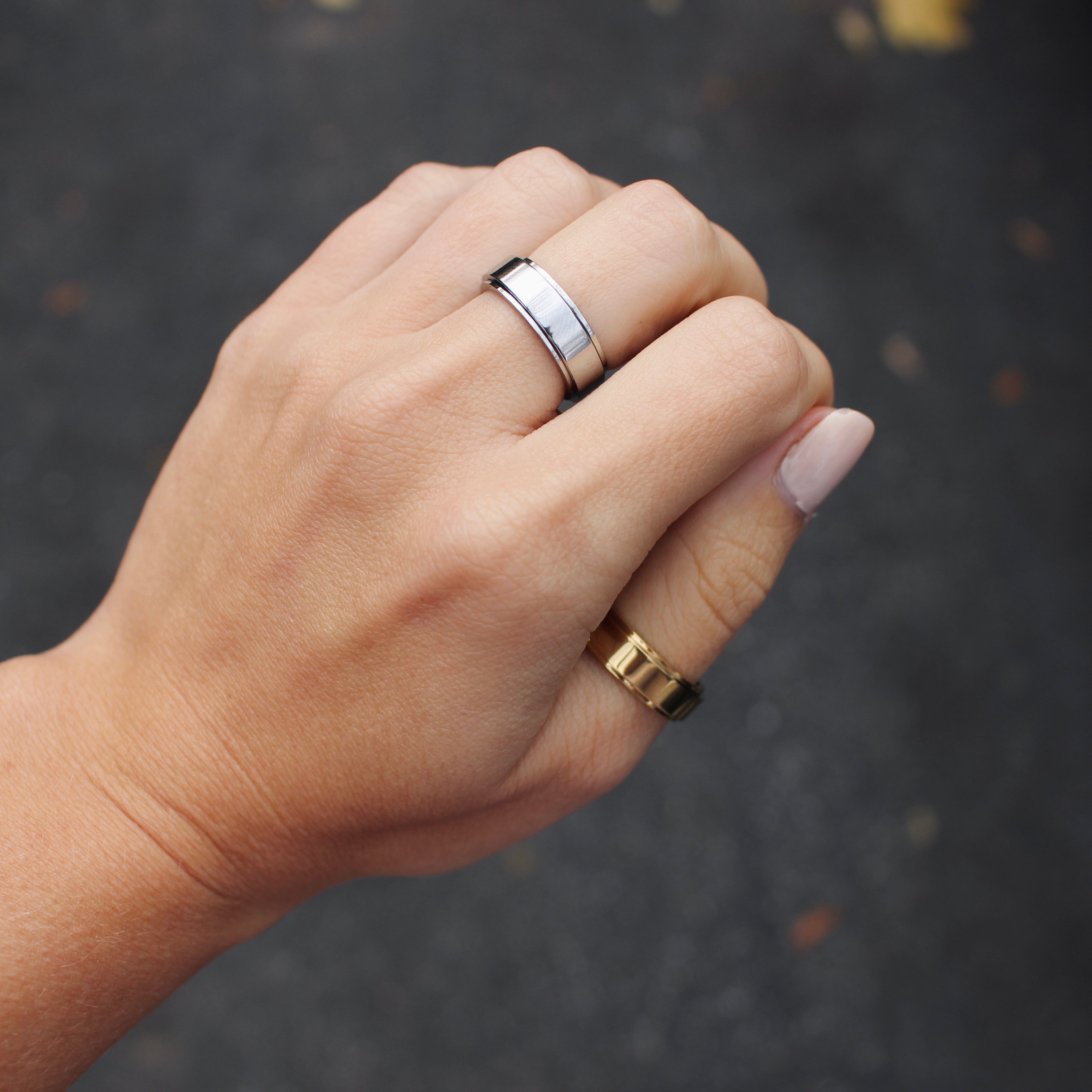 Bague de méditation Sérénité en acier inoxydable argent par créatival
