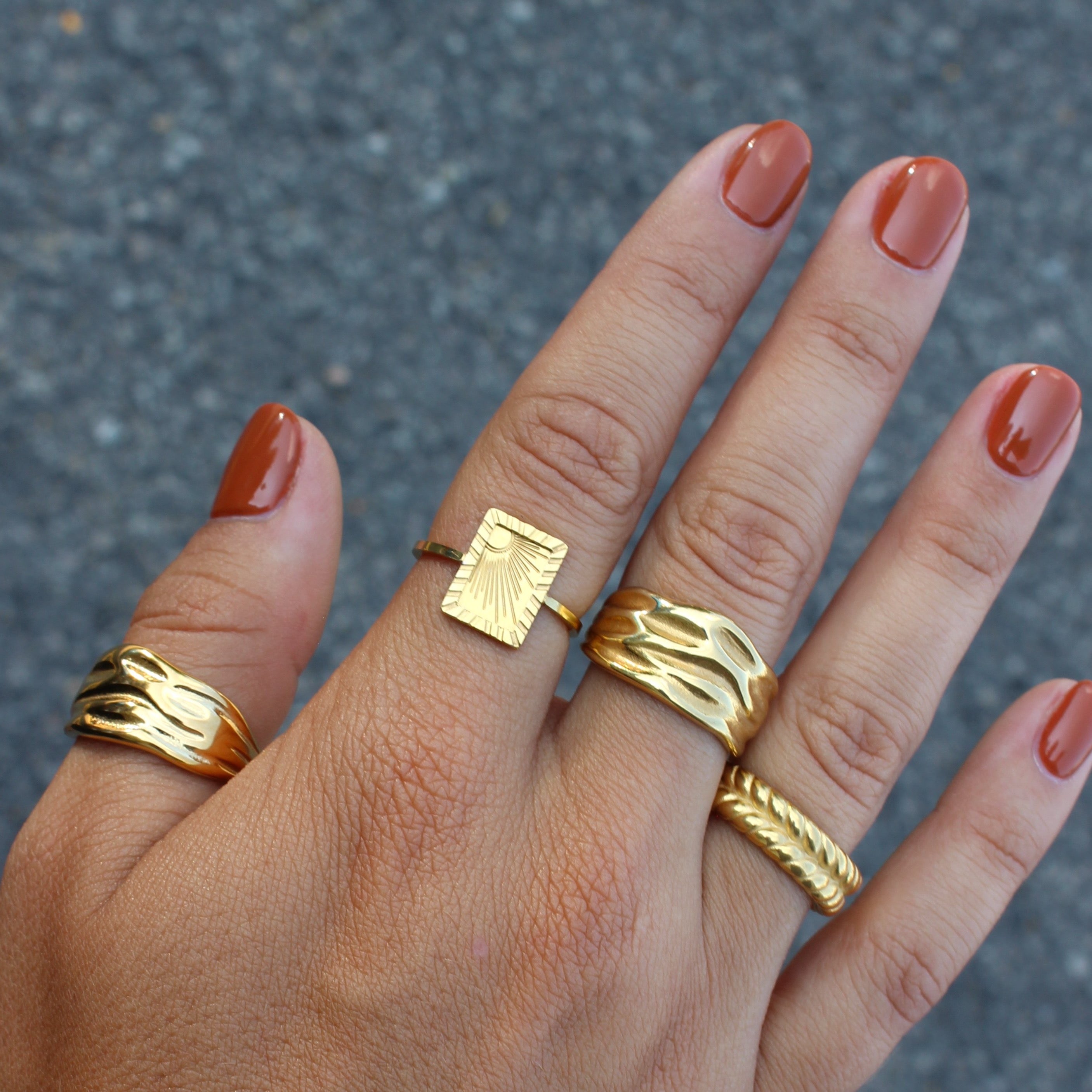 Look bagues en acier inoxydable or fait par Creatival