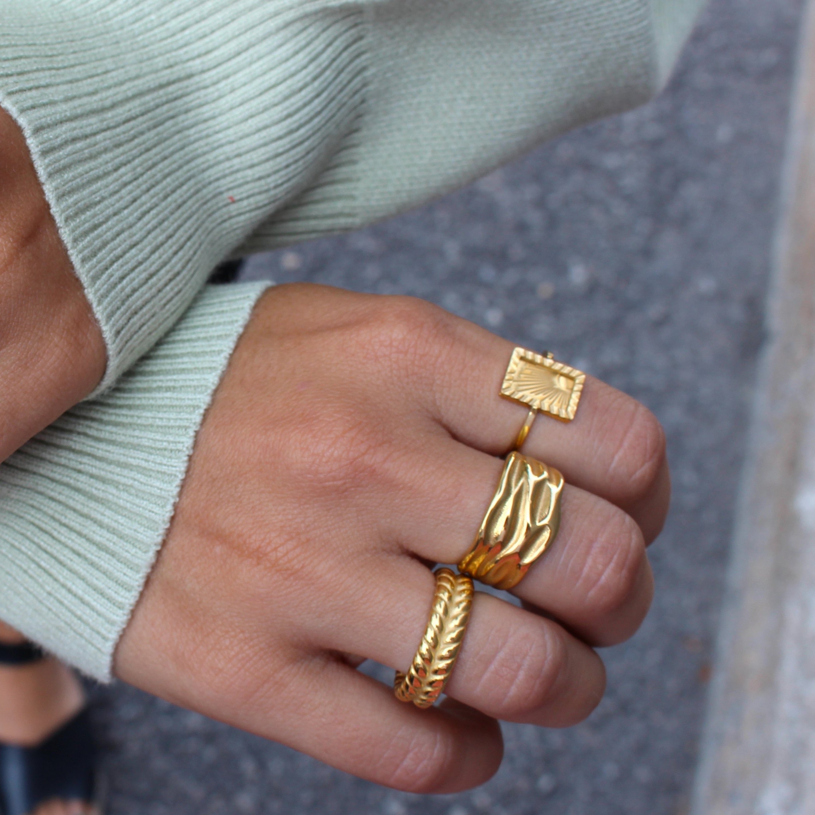 Look bagues en acier inoxydable or fait par Creatival