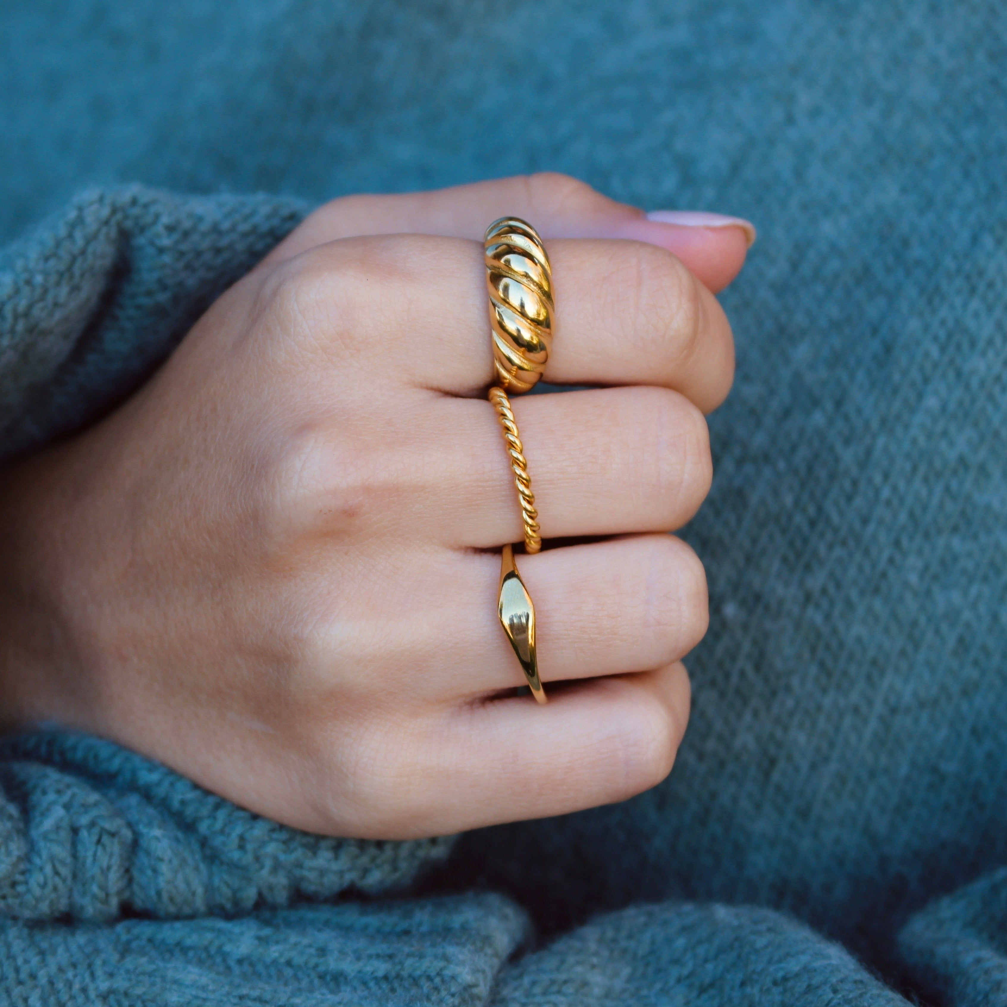 Look Bague Tressa en acier onoxydable or par créatival