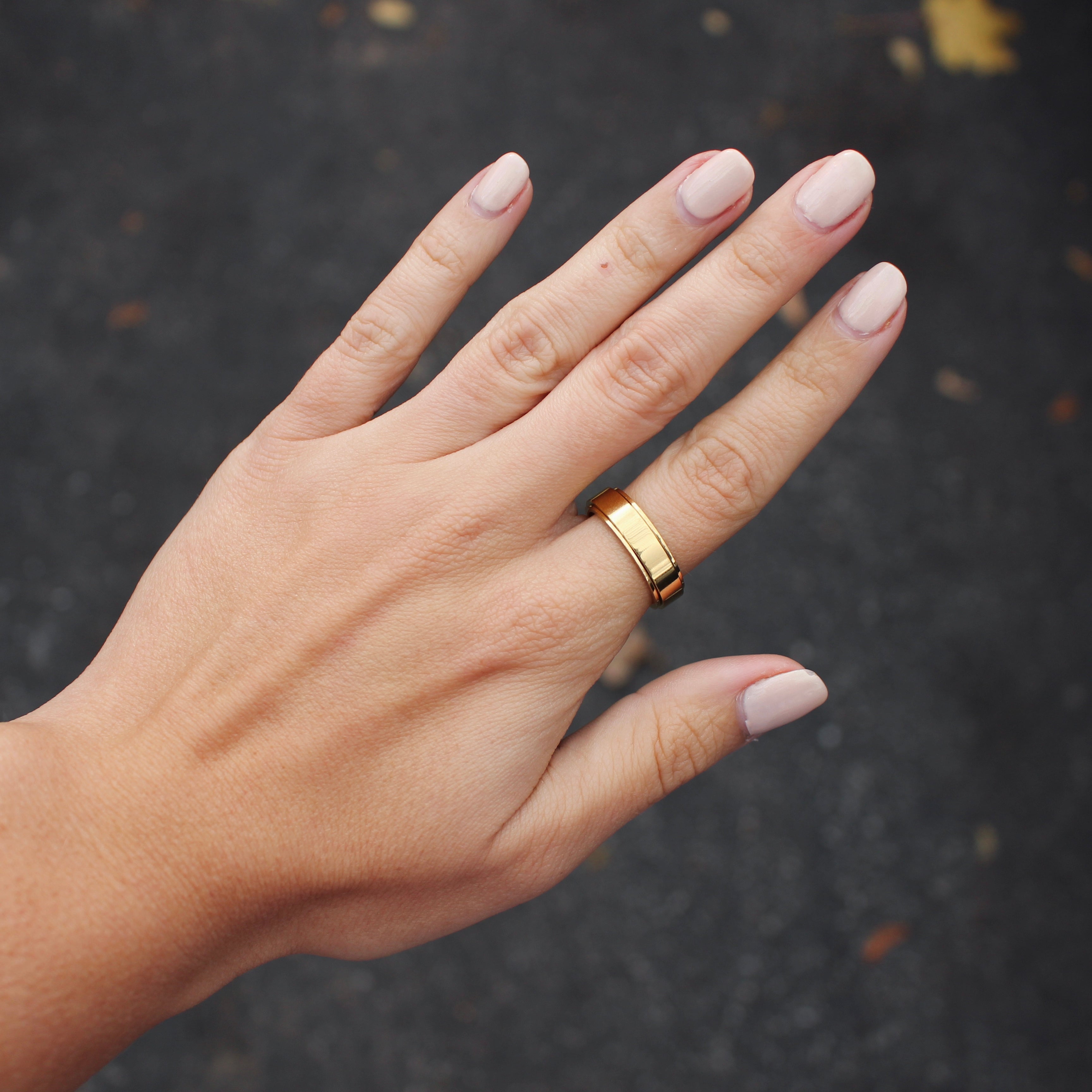 Bague de méditation Sérénité en acier inoxydable or par créatival