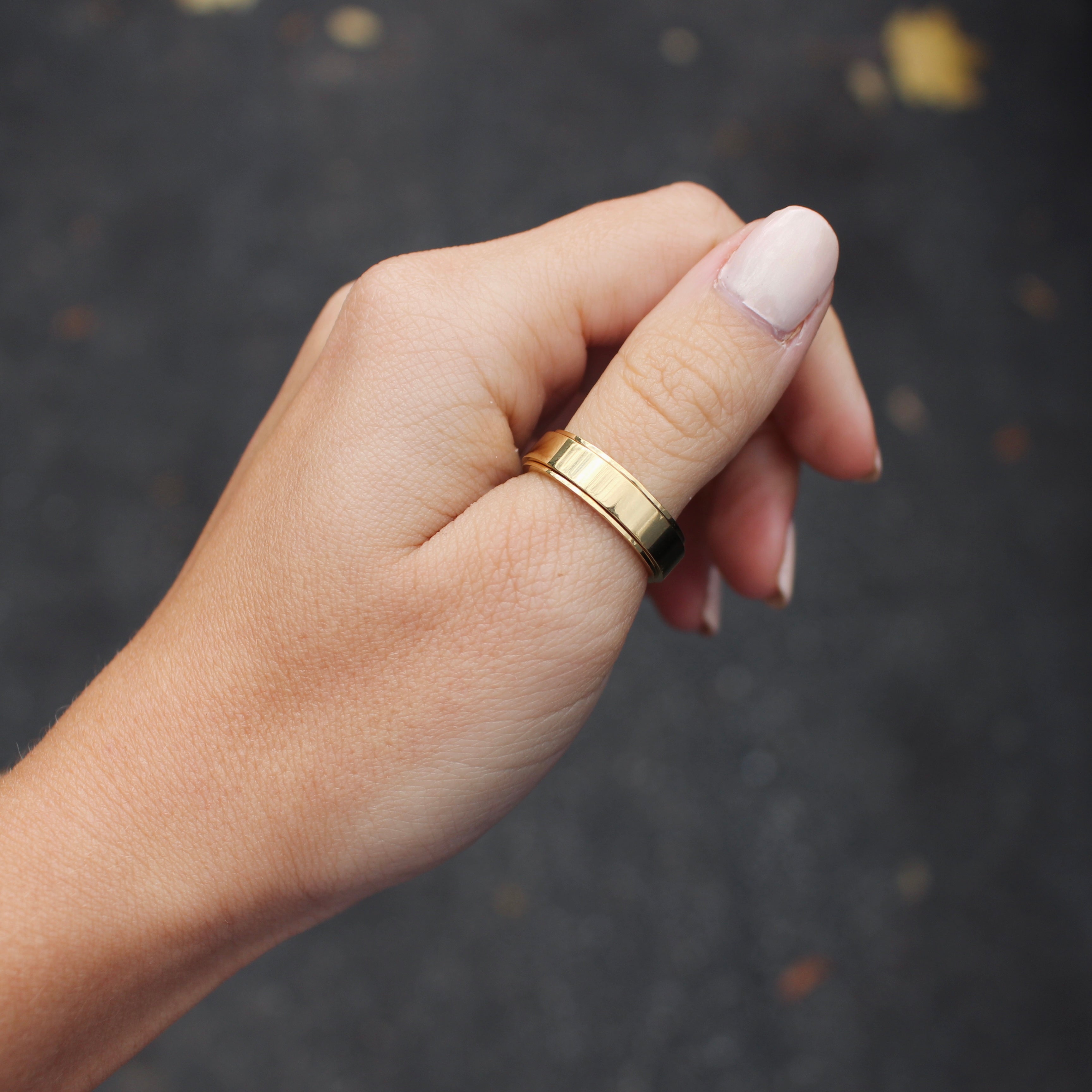 Bague de méditation Sérénité en acier inoxydable or par créatival