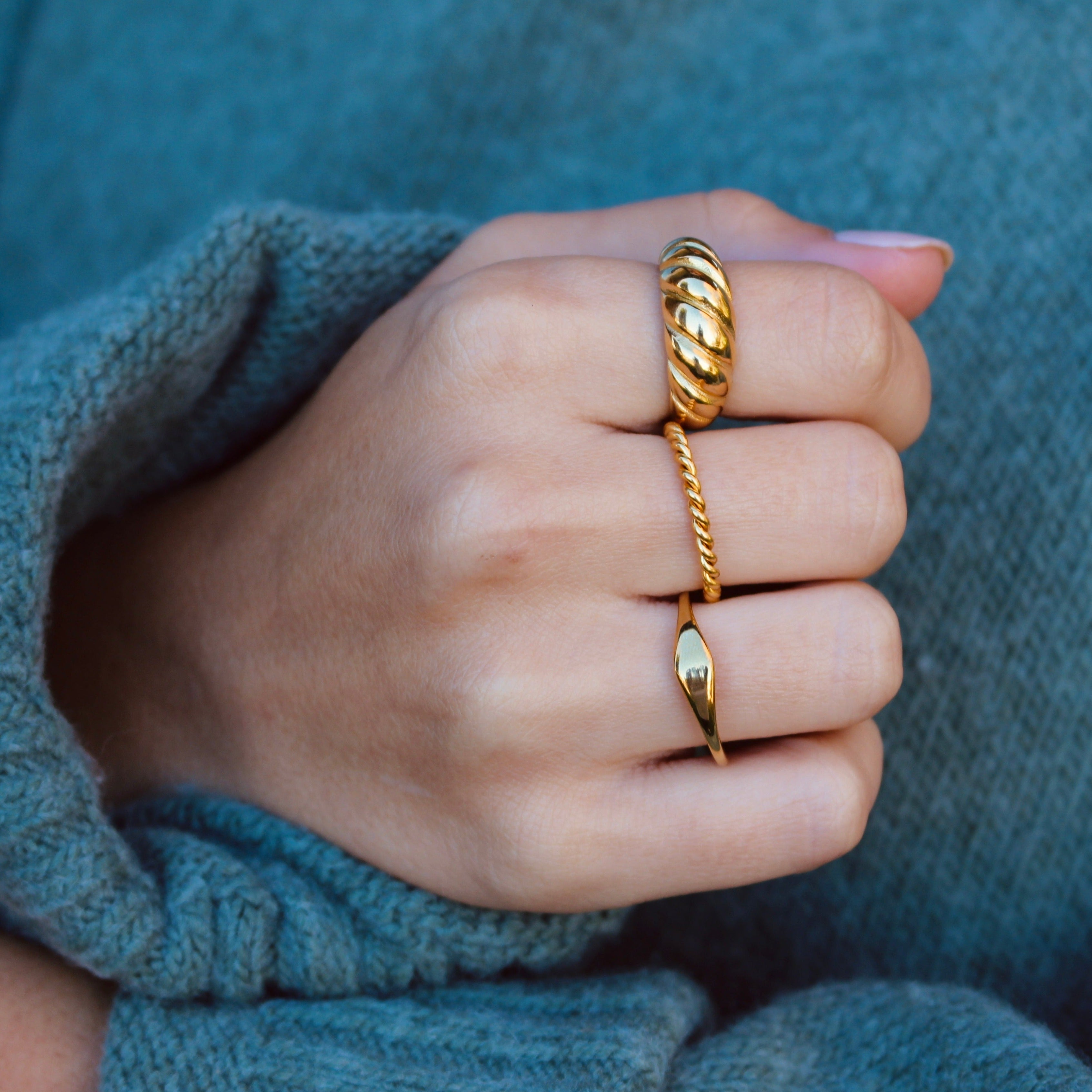 Look Bague Tressa en acier onoxydable or par créatival
