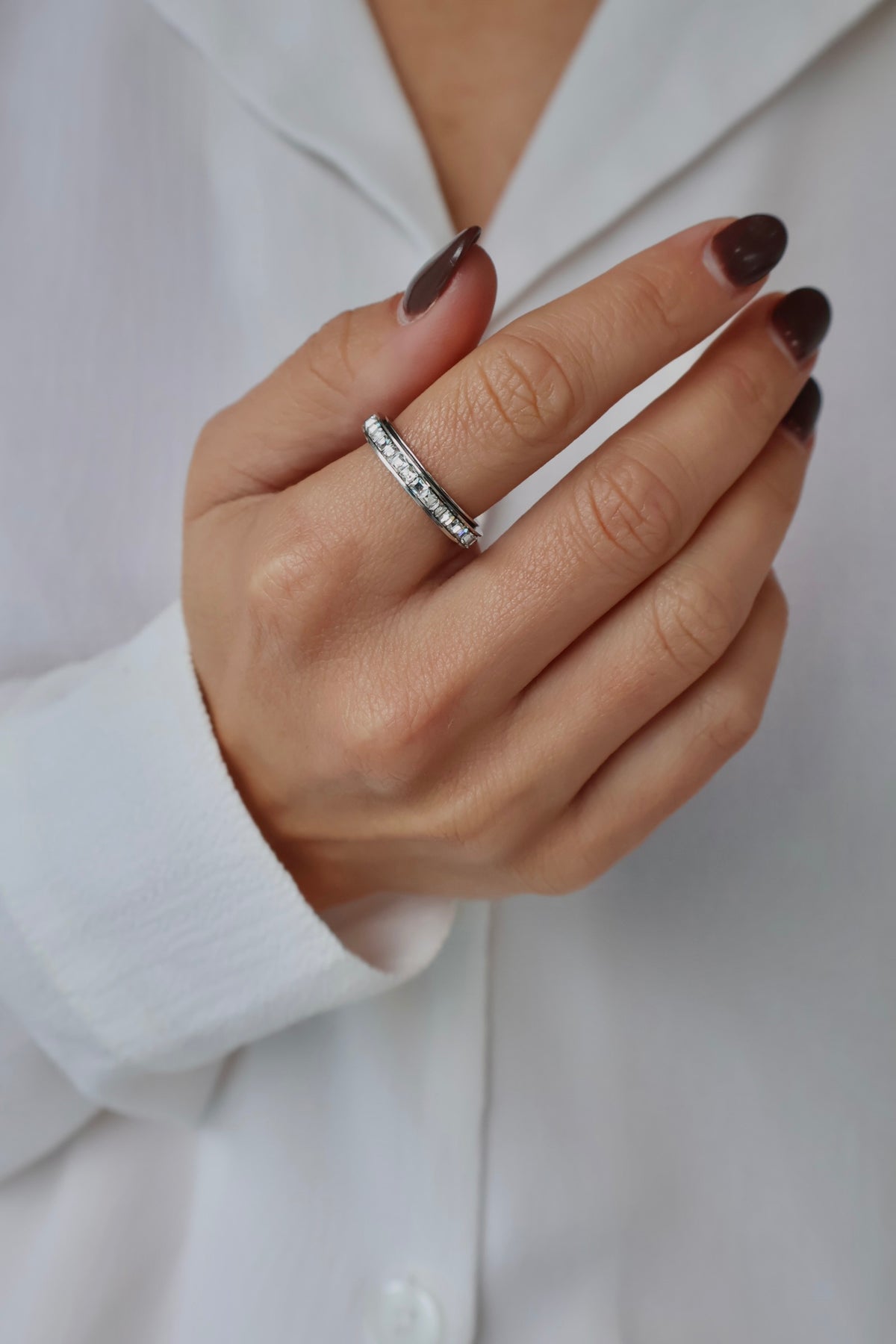 Bling bague anti-stress argent