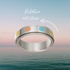 Mimi Smiley Multicolore - Bague de méditation argent
