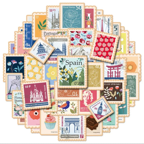 Timbres (lot 50 autocollants)
