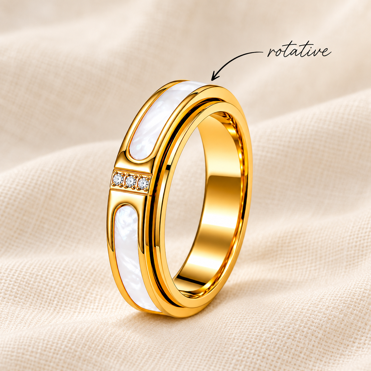 Nacré bague anti-stress or