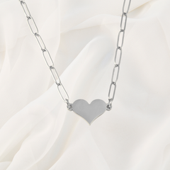 Collier paperclip coeur argent