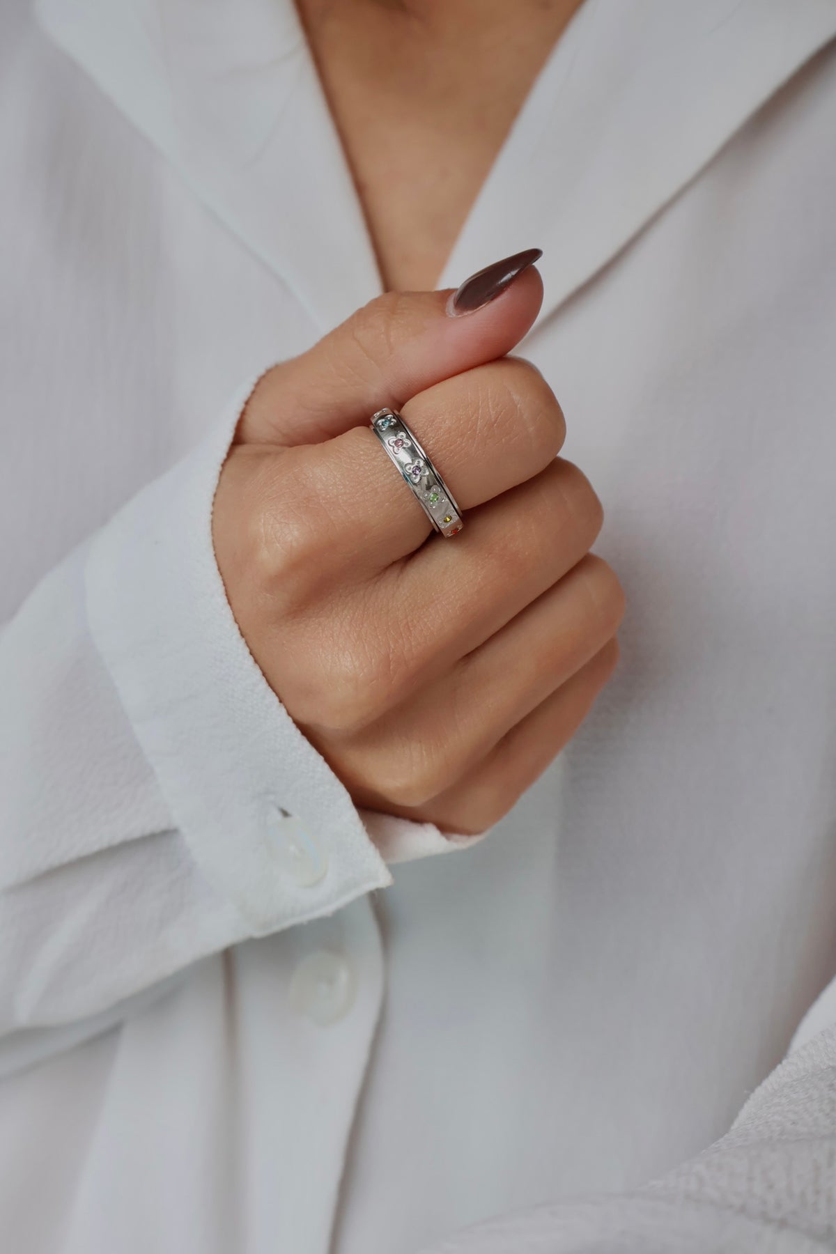 Multi bague anti-stress argent