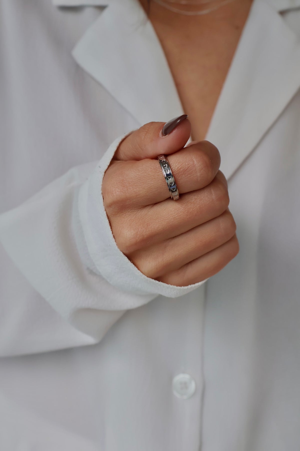 Coeurette bague anti-stress argent