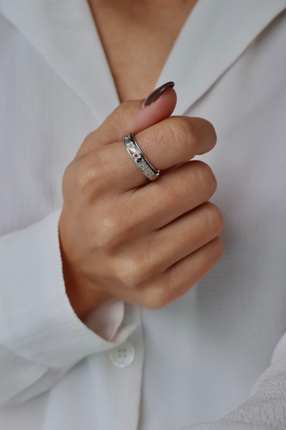 Multi bague anti-stress argent