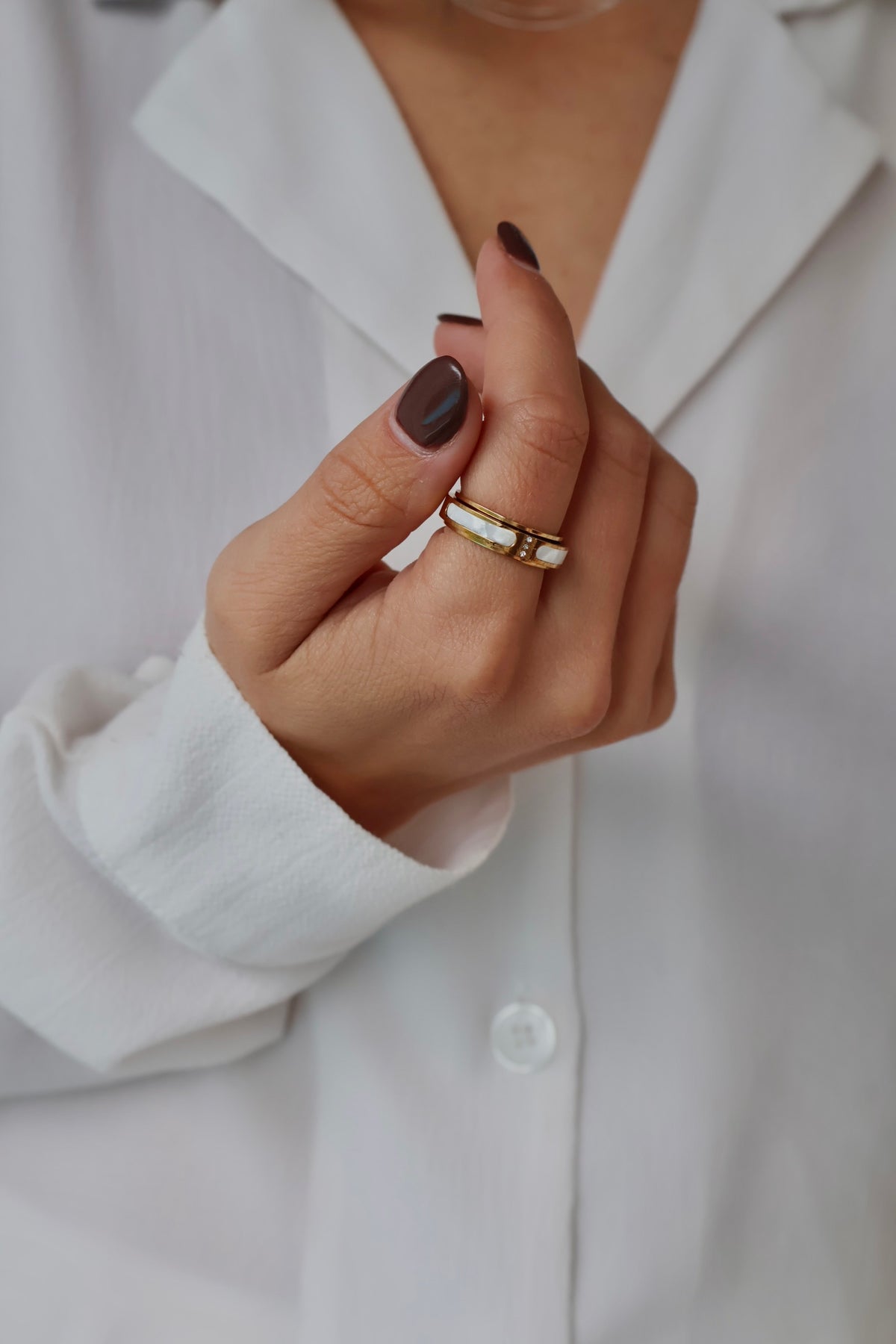 Nacré bague anti-stress or