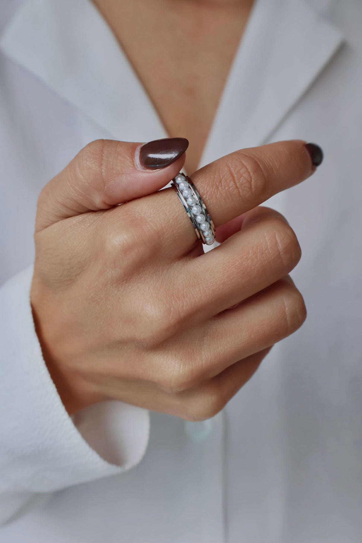 Perlie bague anti-stress argent