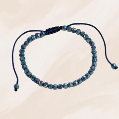 Bracelet ajustable à billes bleu