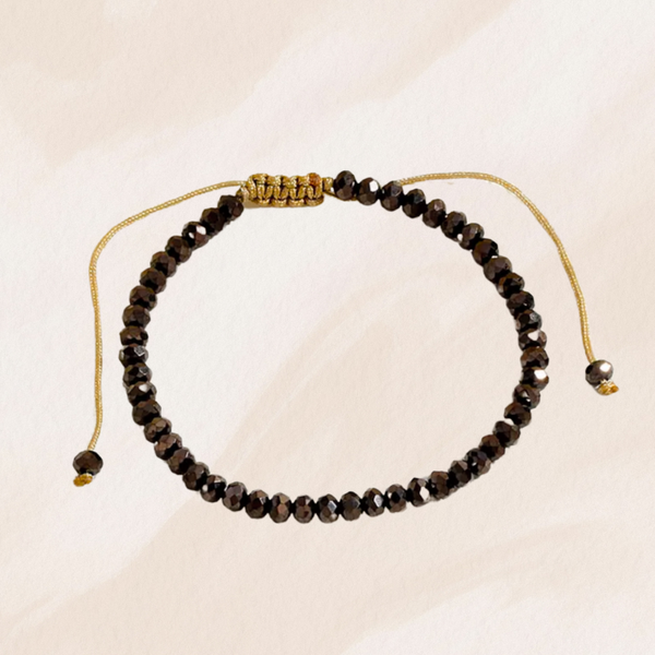 Bracelet ajustable à billes brun-noir