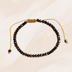 Bracelet ajustable à billes brun-noir