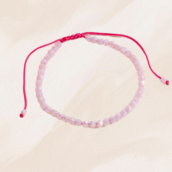 Bracelet ajustable à billes rose