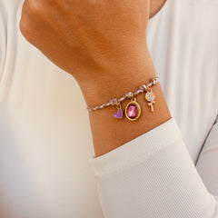 Bracelet corde ajustable rose