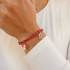Bracelet ajustable à billes rouge