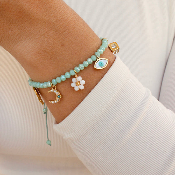 Bracelet ajustable à billes turquoise