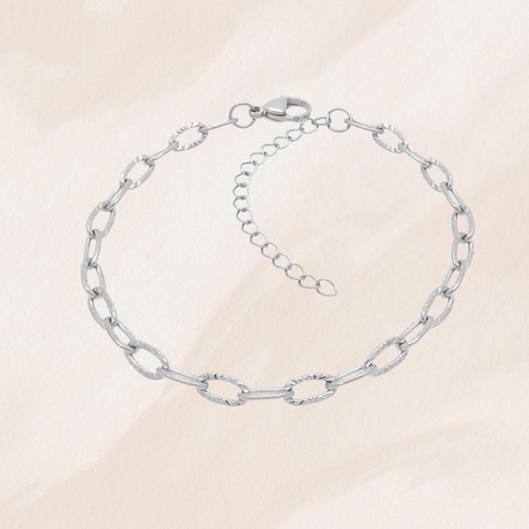 Bracelet maille martelée argent