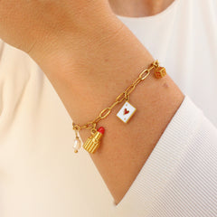 Bracelet maille martelée or