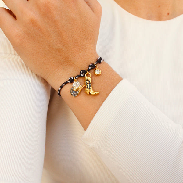 Bracelet corde ajustable noir