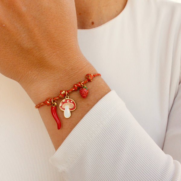Bracelet corde ajustable rouge