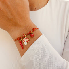 Bracelet corde ajustable rouge