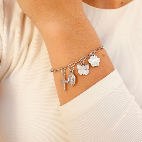 Bracelet maille martelée argent