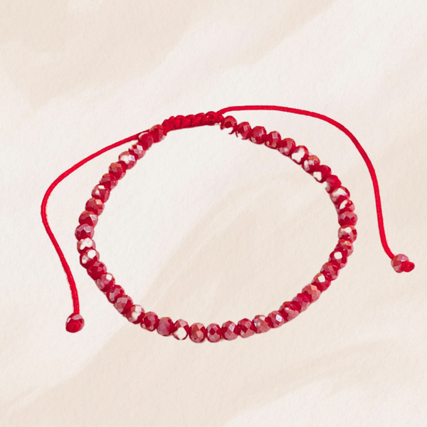 Bracelet ajustable à billes rouge