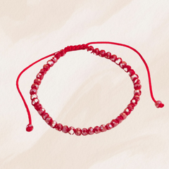Bracelet ajustable à billes rouge