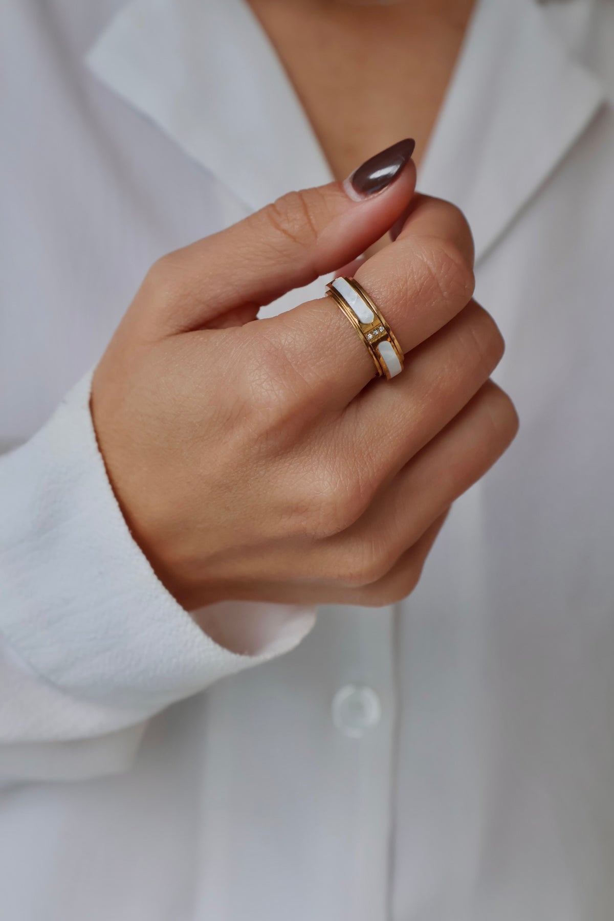 Nacré bague anti-stress or