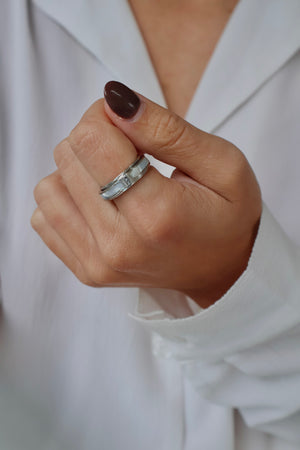 Nacré bague anti-stress argent