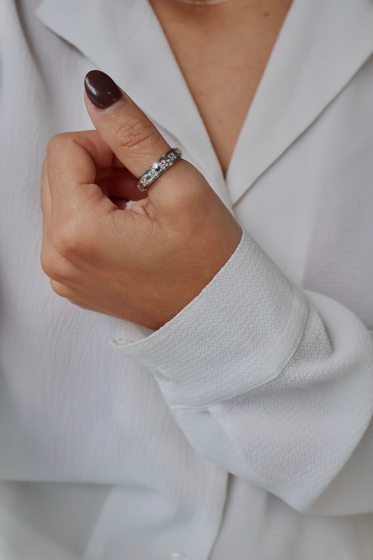 Multi bague anti-stress argent