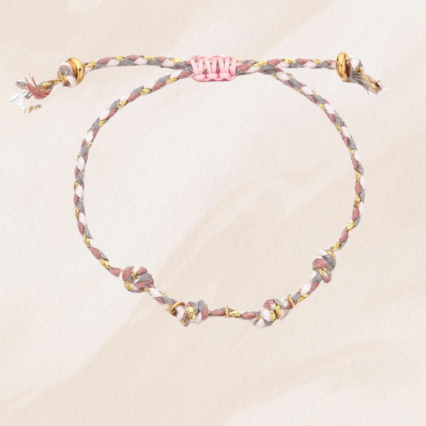 Bracelet corde ajustable rose