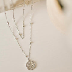 collier double argent acierinoxydable-oeil